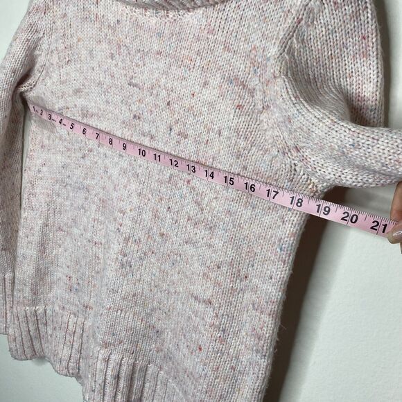 Loft Pink Multi-Color Pastel Shimmery Long Sleeve Boxy Cowel Neck Sweater Medium - Picture 9 of 11